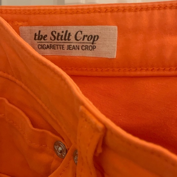 NEVER BEFORE WORN AG BRIGHT ORANGE JEANS THE STILT CROP CIGARETTE CROP SZ 28 WMS - Picture 5 of 8